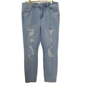 Judy Blue‎ Boyfriend Fit Jeans Womens Size 11/30 (31x28.5) Light Wash Distressed
